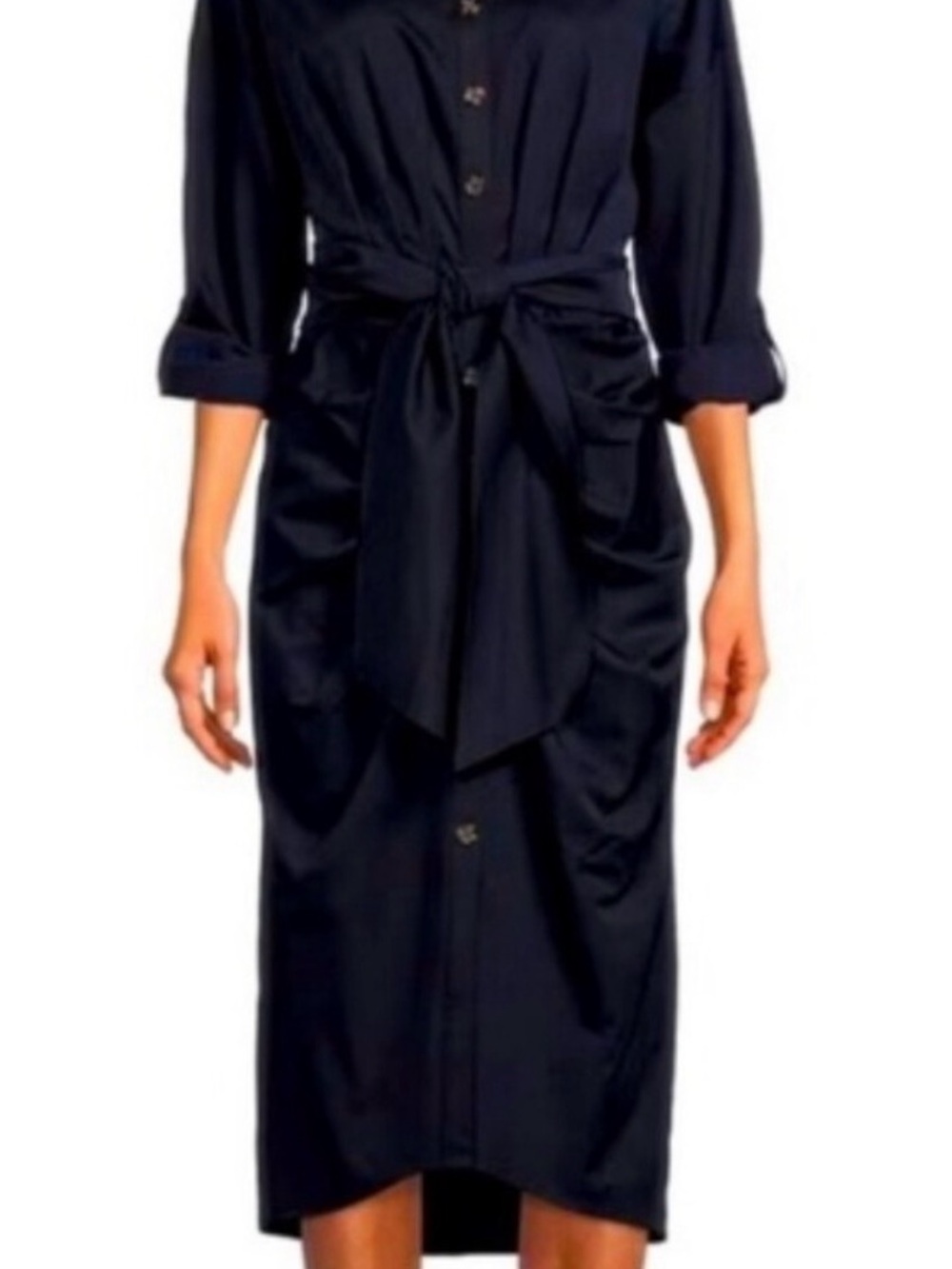 Antonio Melani Roxanne
Point Collar Ruched Tie Waist
Button Front Dress